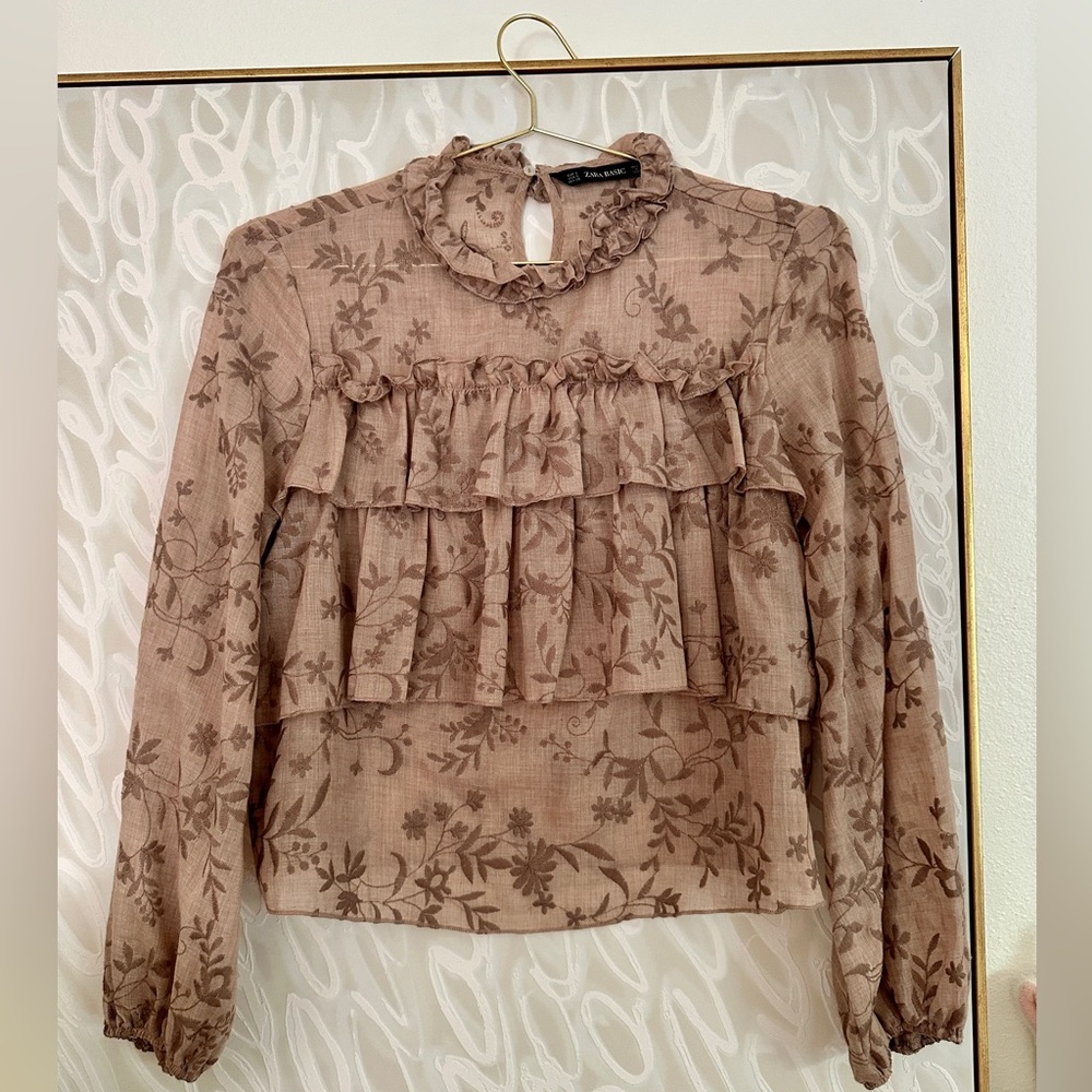 Zara Victorian embroidered blouse